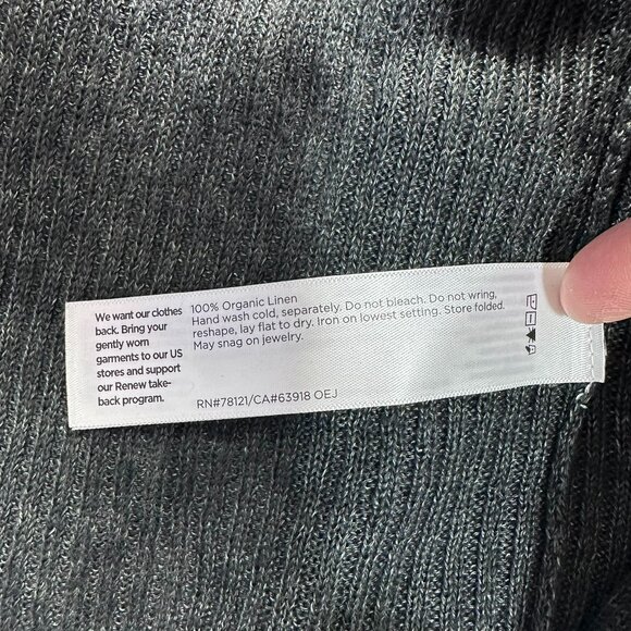 Eileen Fisher Cardigan Womens XL Black 100% Linen Lightweight Open Front Pockets - Picture 6 of 8